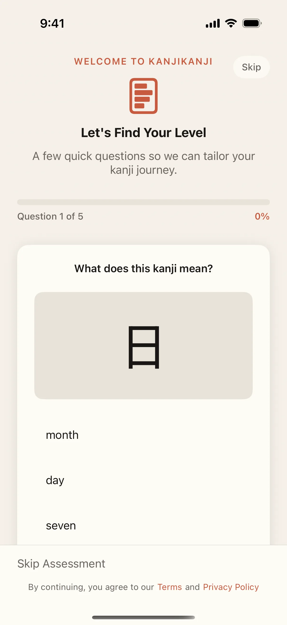 KanjiKanji Modern — Level assessment