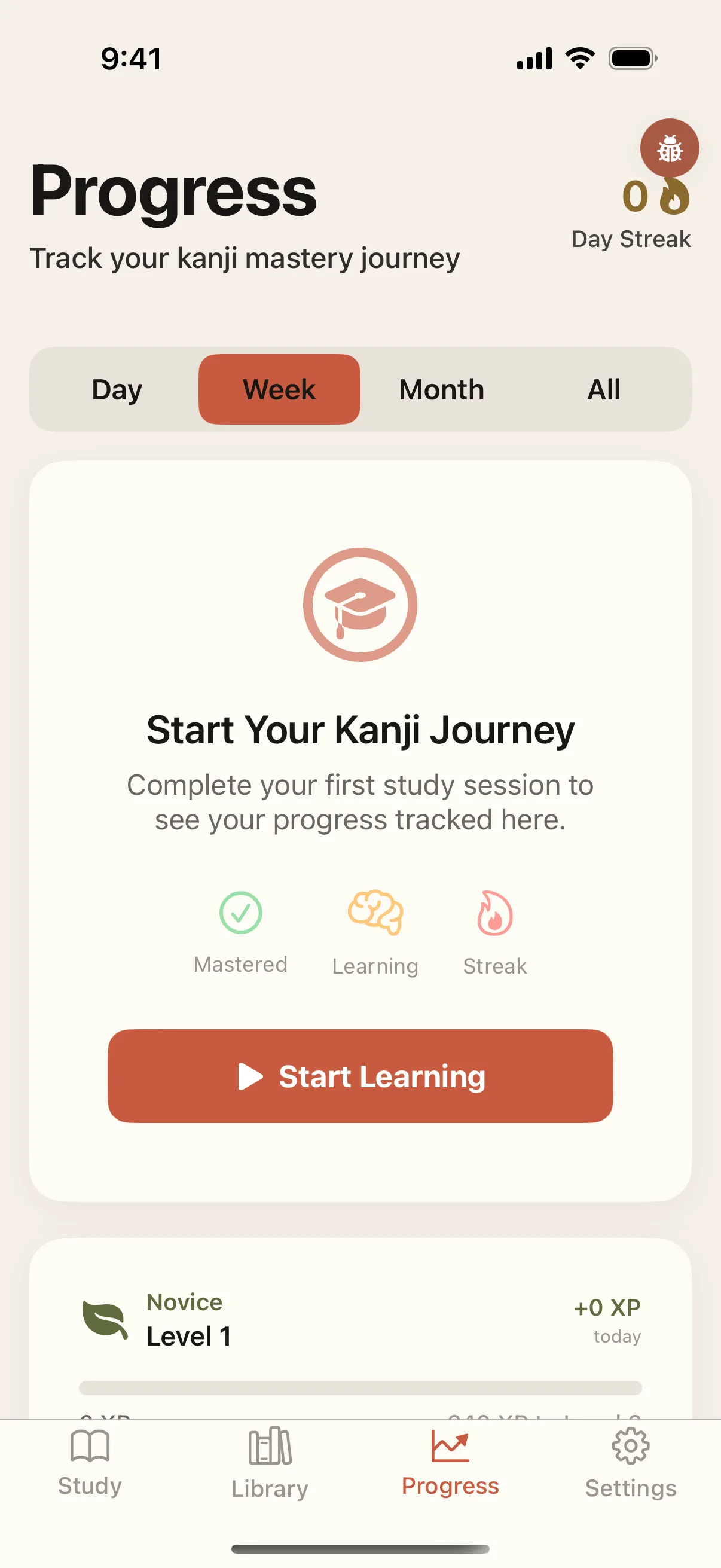 KanjiKanji Modern — Progress dashboard